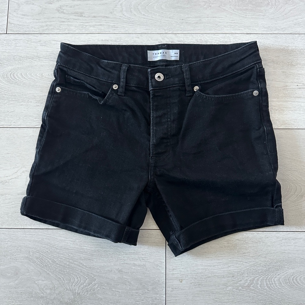 Topman Black Denim Short Shorts